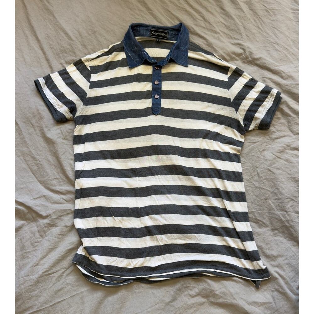 Foreign Exchange Navy & White Striped Cotton Polo